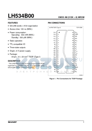 LH534B00 datasheet - CMOS 4M (512K x 8) MROM