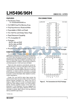 LH5496H datasheet - CMOS 512 x 9 FIFO