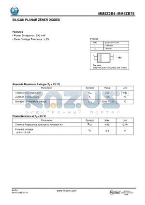 MM5Z6B2 datasheet - SILICON PLANAR ZENER DIODES