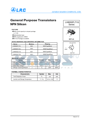 LH8050PLT3G datasheet - General Purpose Transistors NPN Silicon Epitaxial planar type.