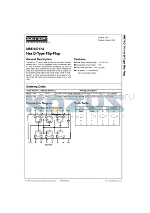 MM74C174 datasheet - Hex D-Type Flip-Flop