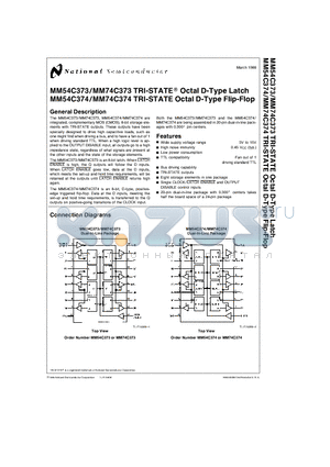 MM74C374 datasheet - Octal D-Type Latch Octal D-Type Flip-Flop