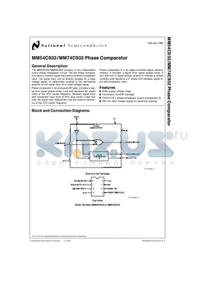 MM74C932N datasheet - Phase Comparator