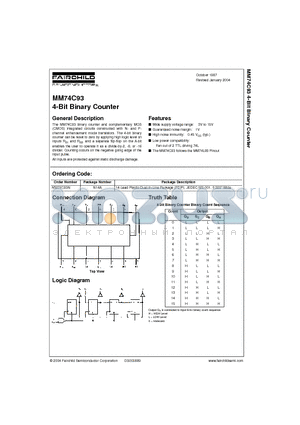 MM74C93N datasheet - 4-Bit Binary Counter