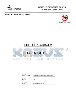 LHRFSBKS2092-R2 datasheet - DURL COLOR LED LAMPS
