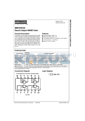 MM74HC00N datasheet - Quad 2-Input NAND Gate