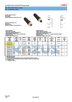 REJF00310070 datasheet - M8, field attachable, angled