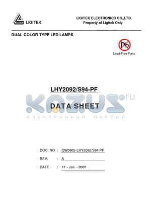 LHY2092-S94-PF datasheet - DUAL COLOR TYPE LED LAMPS