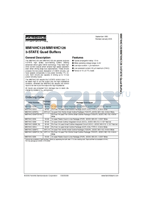 MM74HC125N datasheet - 3-STATE Quad Buffers