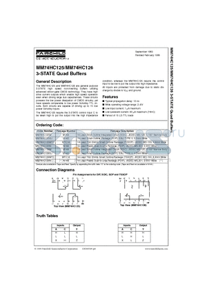 MM74HC125SJ datasheet - 3-STATE Quad Buffers