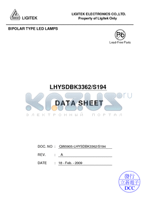 LHYSDBK3362-S194 datasheet - BIPOLAR TYPE LED LAMPS