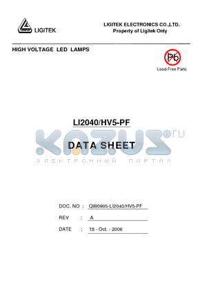 LI2040-HV5-PF datasheet - HIGH VOLTAGE LED LAMPS