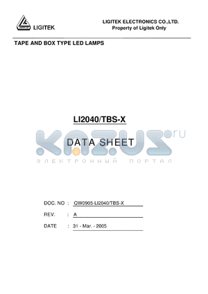 LI2040-TBS-X datasheet - TAPE AND BOX TYPE LED LAMPS