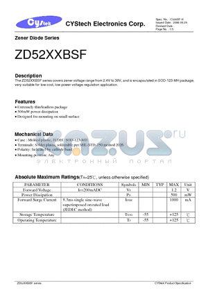ZD5223BSF datasheet - Zener Diode Series