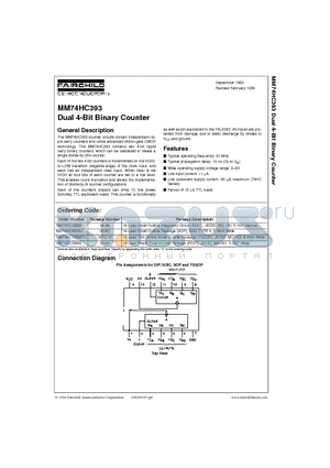 MM74HC393 datasheet - Dual 4-Bit Binary Counter