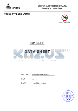 LI3130-PF datasheet - ROUND TYPE LED LAMPS