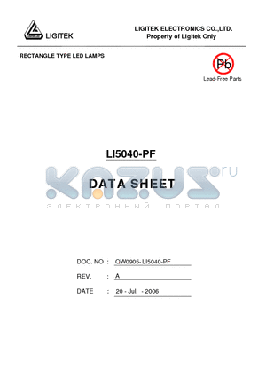 LI5040-PF datasheet - RECTANGLE TYPE LED LAMPS