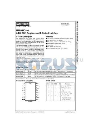 MM74HC595_04 datasheet - 8-Bit Shift Registers with Output Latches
