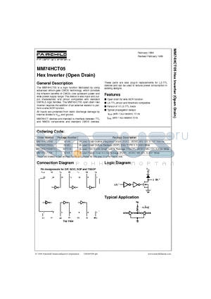 MM74HCT05SJ datasheet - Hex Inverter (Open Drain)