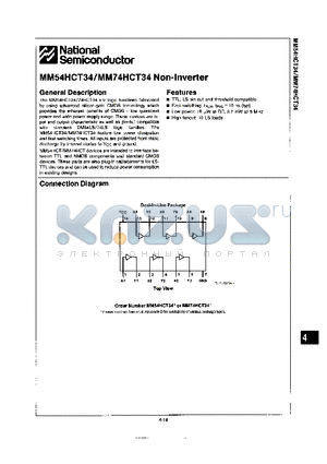 MM74HCT34 datasheet - Non-Inverter