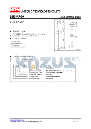LIR03AF-30 datasheet - LED LAMP