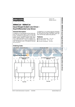 MM88C29 datasheet - Quad Single-Ended Line Driver . Dual Differential Line Driver