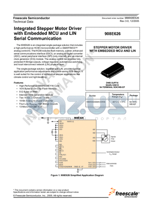 MM908E626AVDWB datasheet - Integrated Stepper Motor Driver with Embedded MCU and LIN Serial Communication