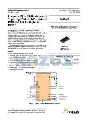 MM908E621ACDWBR2 datasheet - Integrated Quad Half-bridge and Triple High Side with Embedded MCU and LIN for High End Mirror