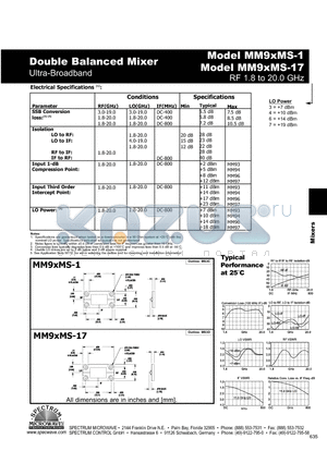 MM9XMS-1 datasheet - Double Balanced Mixer