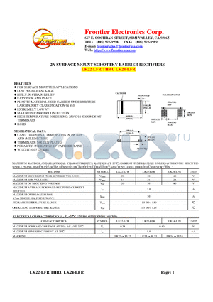 LK24-LFR datasheet - 2A SURFACE MOUNT SCHOTTKY BARRIER RECTIFIERS