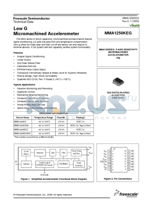 MMA1250KEGR2 datasheet - Low G Micromachined Accelerometer