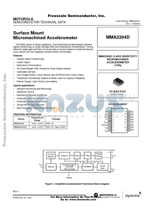 MMA2204DR2 datasheet - Surface Mount Micromachined Accelerometer