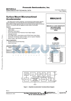 MMA2301D datasheet - Surface Mount Micromachined Accelerometer