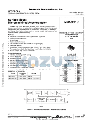 MMA3201DR2 datasheet - Surface Mount Micromachined Accelerometer