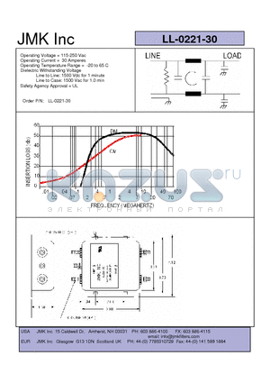 LL-0221-30 datasheet - Operating Voltage = 115-250 Vac Operating Current = 30 Amperes