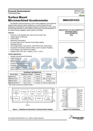 MMA3201EGR2 datasheet - Surface Mount Micromachined Accelerometer