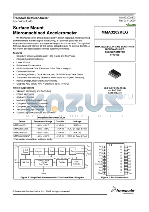 MMA3202EG datasheet - Surface Mount Micromachined Accelerometer