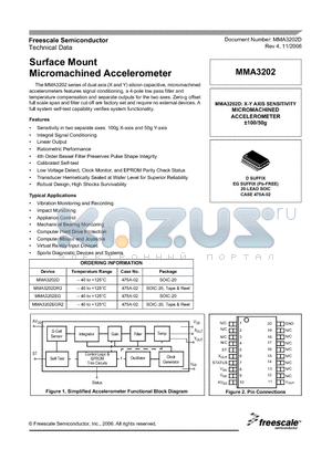 MMA3202EGR2 datasheet - Surface Mount Micromachined Accelerometer