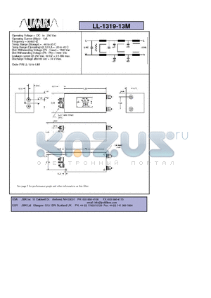 LL-1319-13M datasheet - Operating Voltage = DC to 250 Vac Operating Current (Max)= 13A