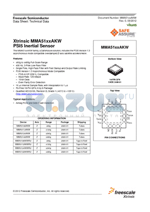 MMA5148AKWR2 datasheet - Xtrinsic MMA51xxAKW PSI5 Inertial Sensor