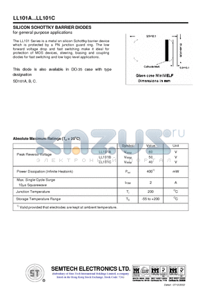 LL101C datasheet - SILICON SCHOTTKY BARRIER DIODES