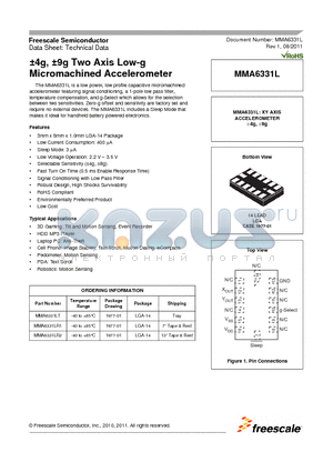 MMA6331LR2 datasheet - a4g, a9g Two Axis Low-g Micromachined Accelerometer