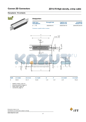 ZDDAE78S-FO datasheet - High density, crimp cable