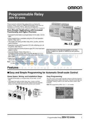 ZEN-10C4AR-A-V2 datasheet - Programmable Relay ZEN V2 Units