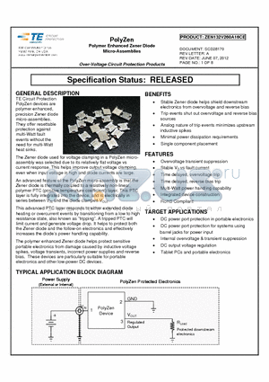 ZEN132V260A16CE datasheet - Polymer Enhanced Zener Diode Micro-Assemblies