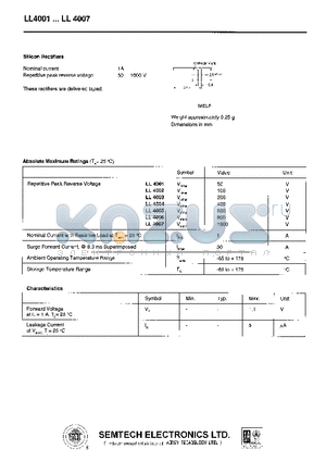 LL4004 datasheet - Silicon Rectifiers