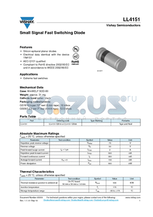 LL4151_12 datasheet - Small Signal Fast Switching Diode