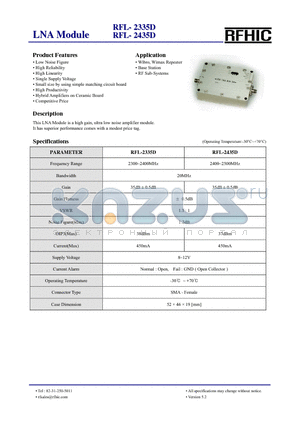 RFL-2435D datasheet - LNA Module