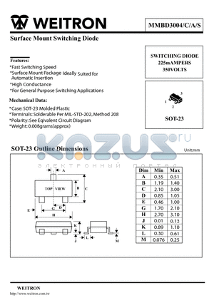 MMBD3004C datasheet - Surface Mount Switching Diode