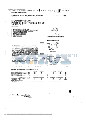 RFM8N18 datasheet - N-CHANNEL LOGIC LEVEL POWER FIELD EFFECT TRANSISTORS